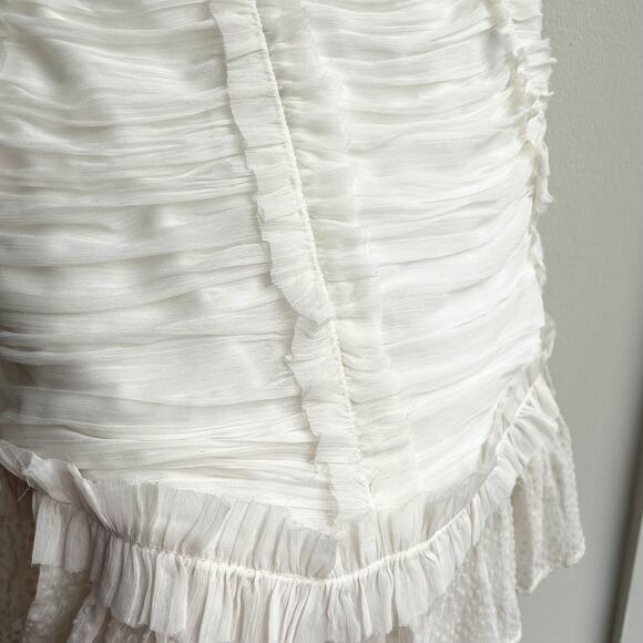 NWT!! ASOS White Ruffle Ruched Mini Skirt-Semi Sheer - Picture 7 of 9